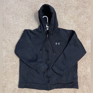 Under Armour UA Icon Fleece Blocked Jacket Black Full-Zip Hoodie Size Medium